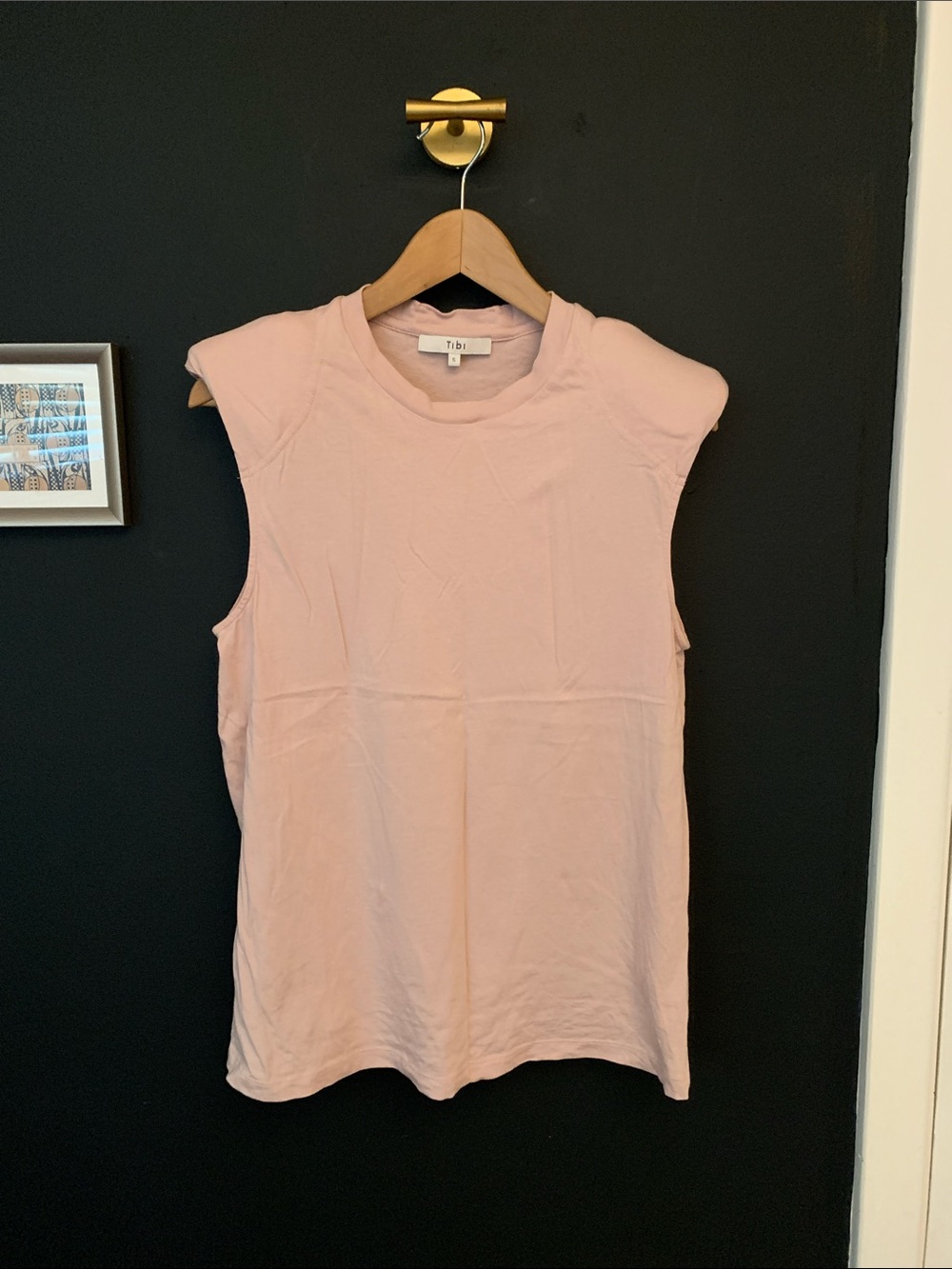 Tibi cotton shoulder pad tank top